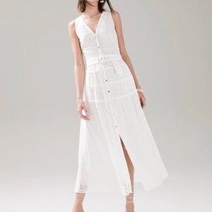 White House Black Market/White Eyelet Midi Shirtdress/NWOT